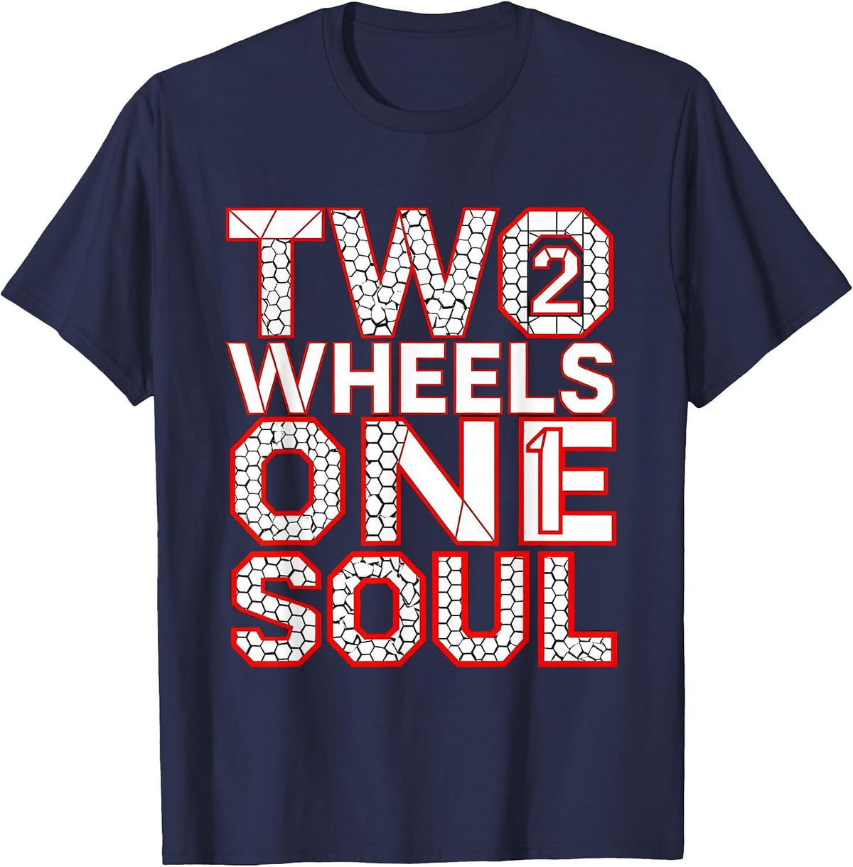 Two Wheels One Soul Bike Rider Design T-Shirt - Navy Blue