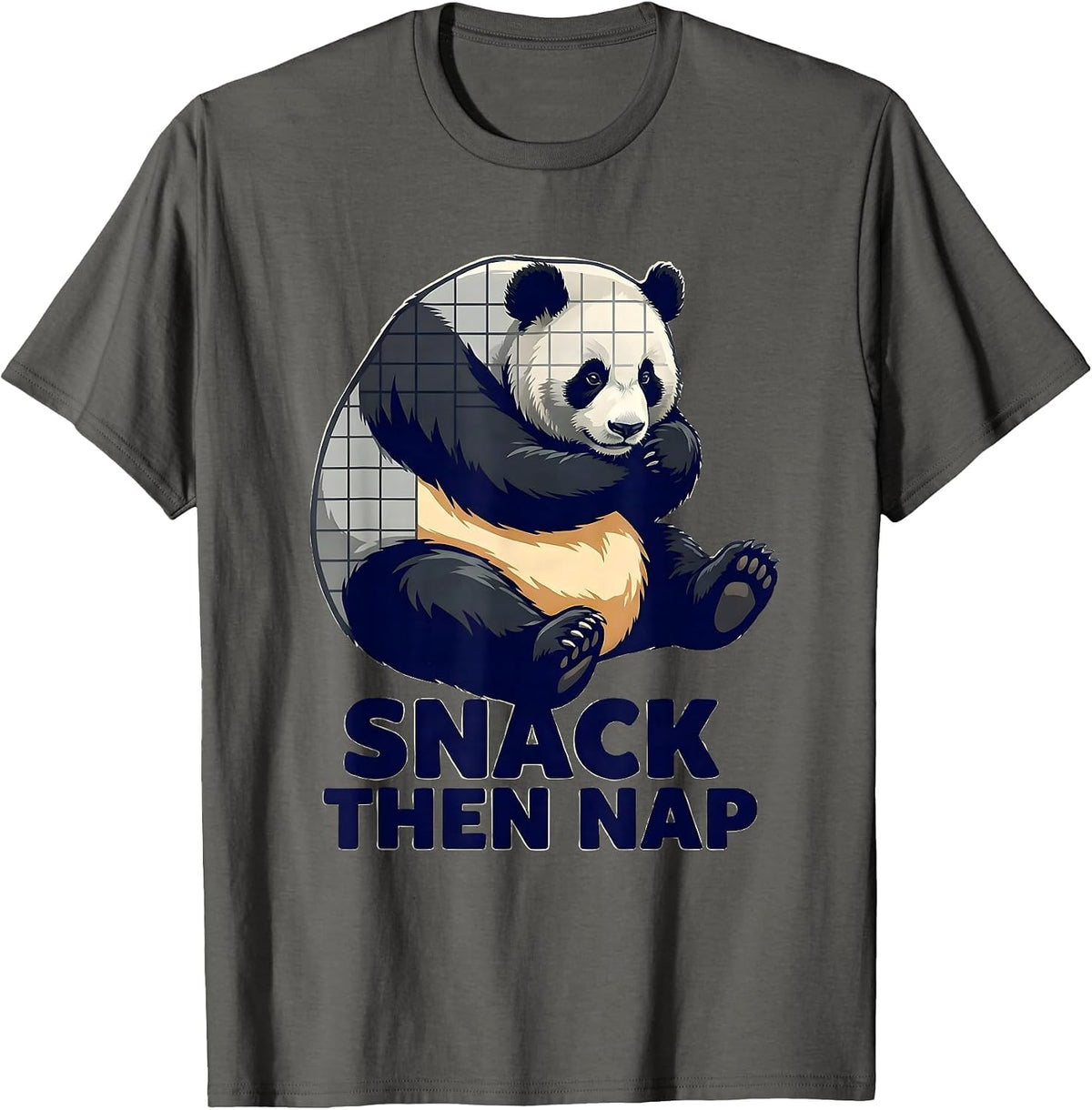 Snack Then Nap Funny Panda Lover Animal Humor T-Shirt - Asphalt Grey