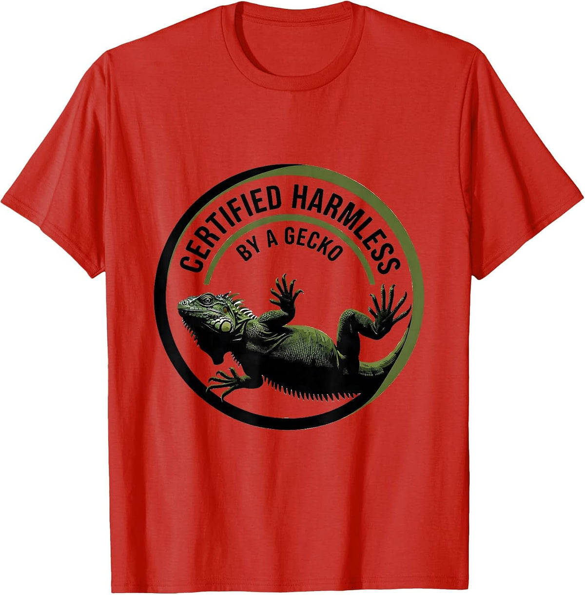Men's Certified Harmless By a Gecko Funny Reptile Lover Gecko T-Shirt - Red