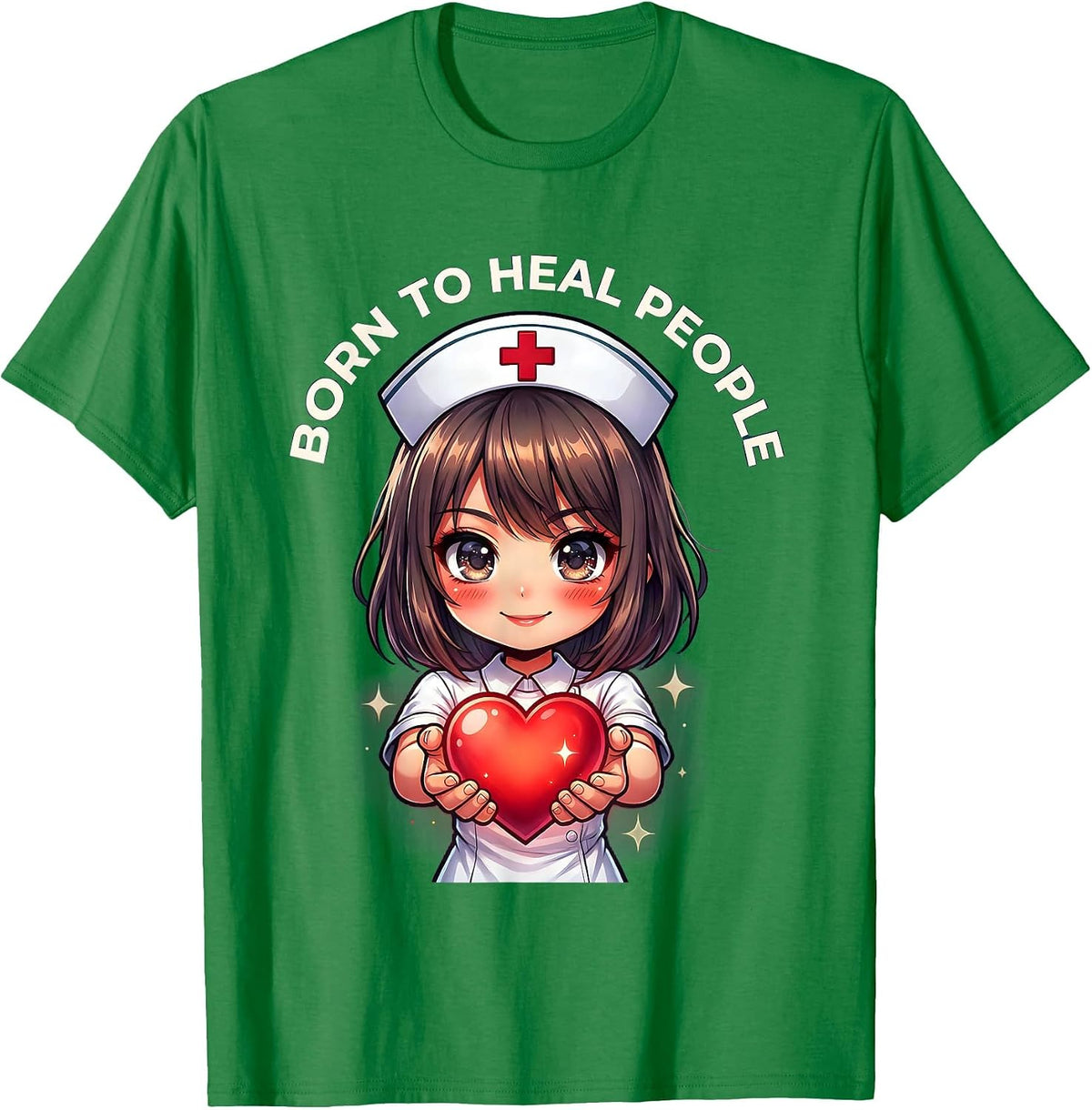 Men's Born to Heal People Nurse Graphic Design T-Shirt - Kelly Green