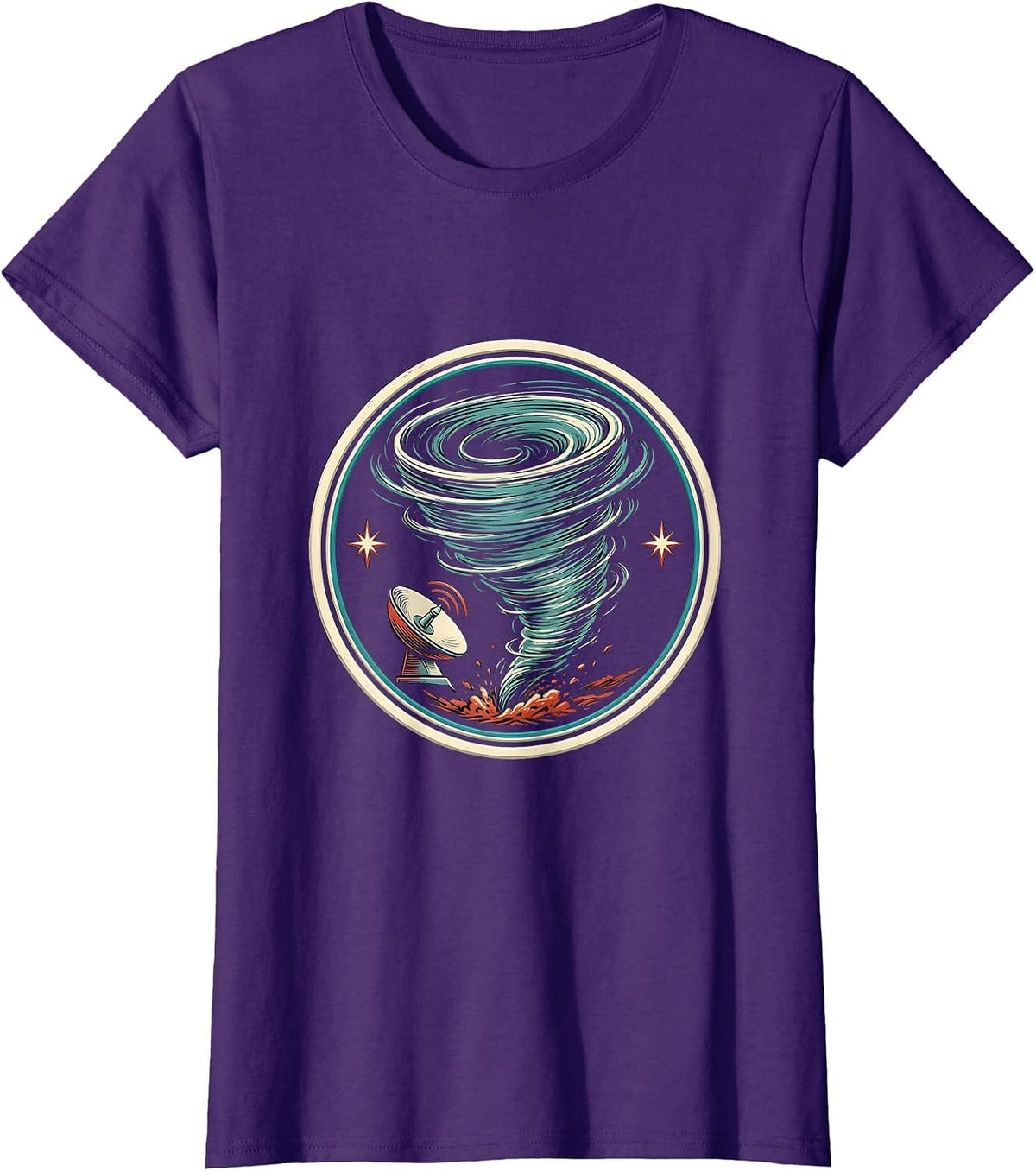 Women's Sealed Tornado Badge Funny Storm Chaser Meteorology Humor T-Shirt - Purple