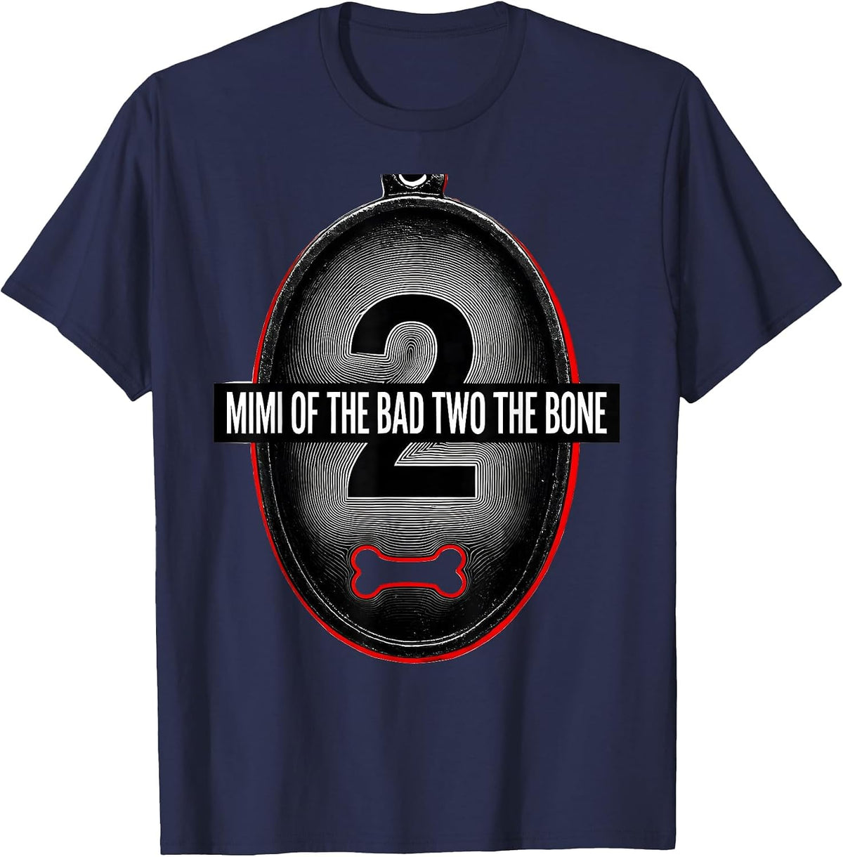 Mimi Of The Bad Two The Bone Playful Punk 2nd Birthday T-Shirt - Navy Blue