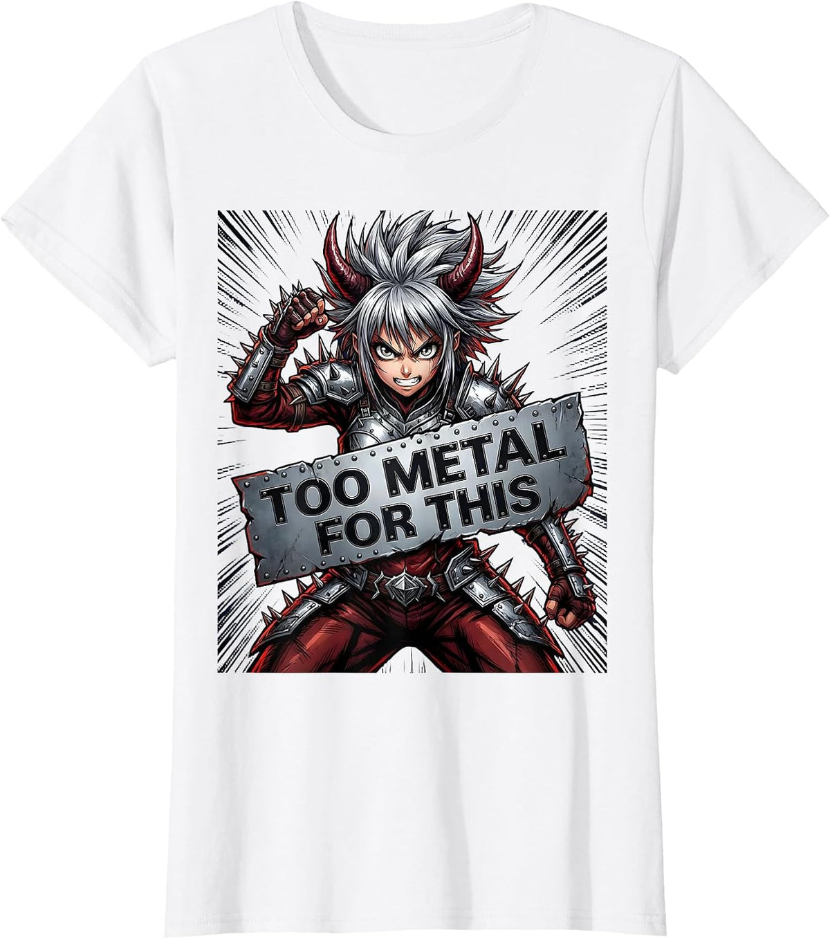 Women's Too Metal For This Heavy Metal Graphic Design T-Shirt - White