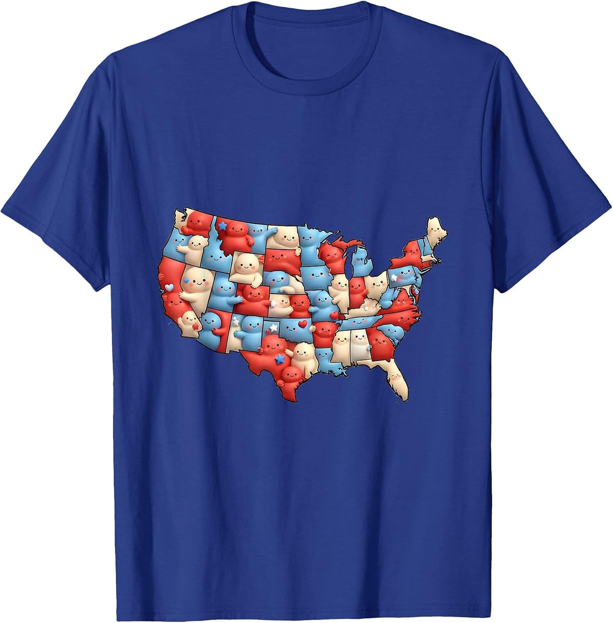 Patriot Day Kids USA Map Human Shape Design T-Shirt - Royal Blue