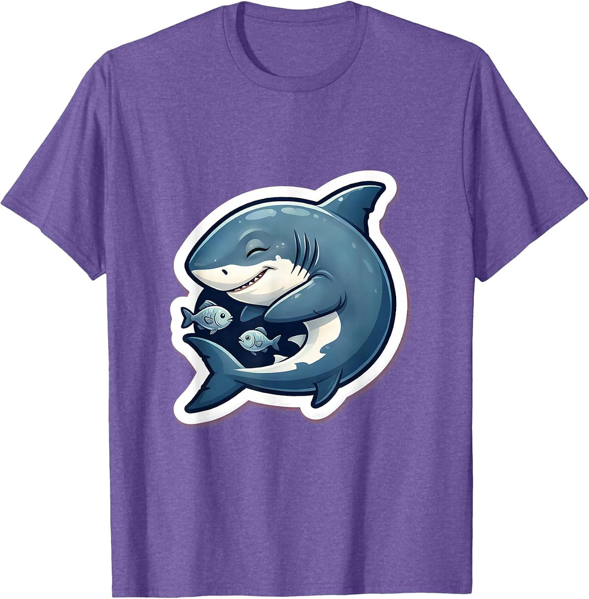 Men's Napping Shark Cute Ocean Humor Graphic T-Shirt - Purple Heather