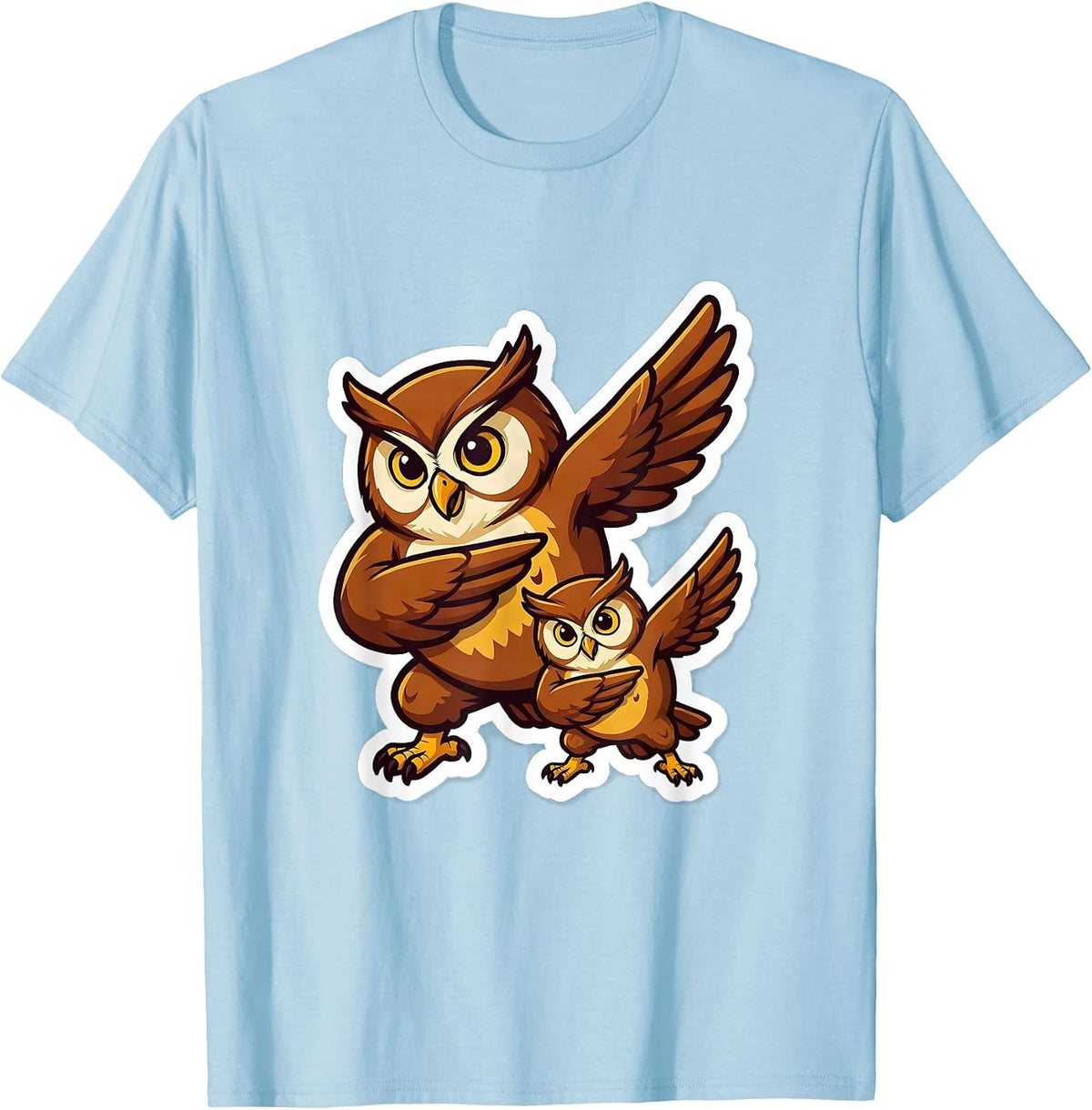 Men's Dabbing Owl Mascot Funny Kids Novelty Humor T-Shirt - Baby Blue