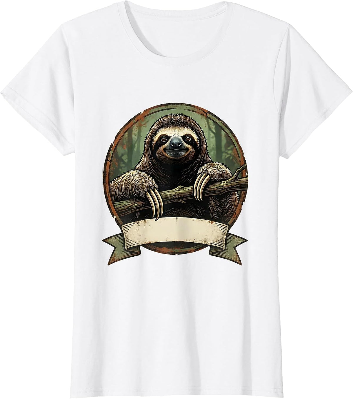 Women's Sloth Vintage Animal Lover Funny Novelty Gift T-Shirt - White