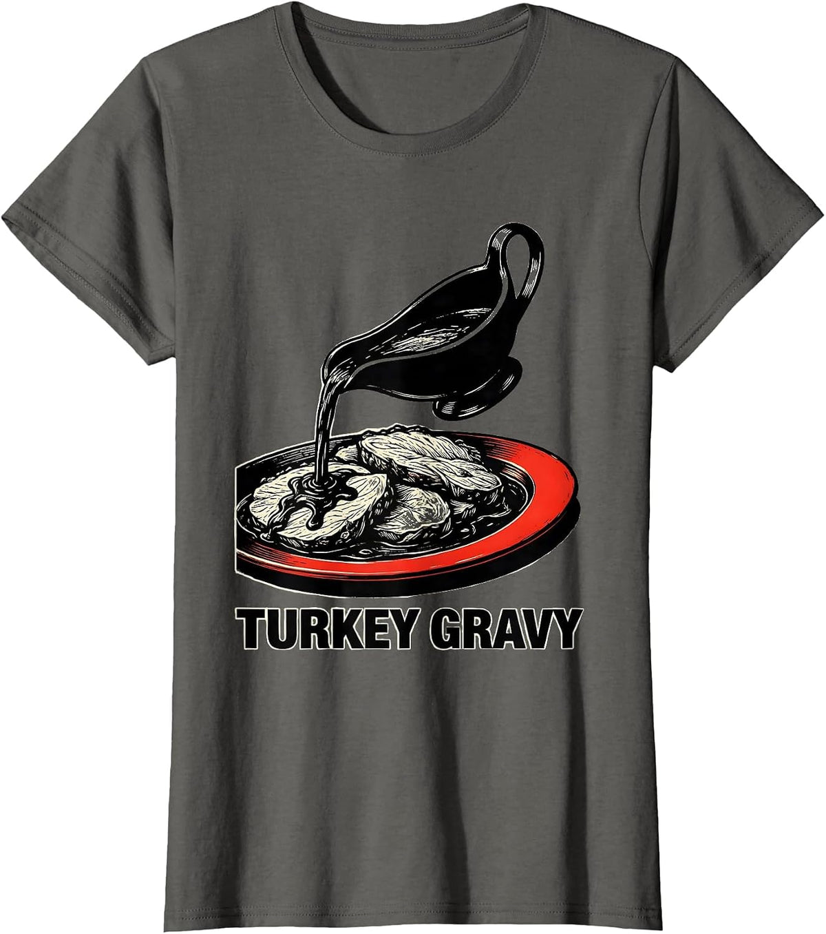 Women's Turkey Gravy Bootleg 90's Rap Rock Vintage Funny T-Shirt - Asphalt Grey