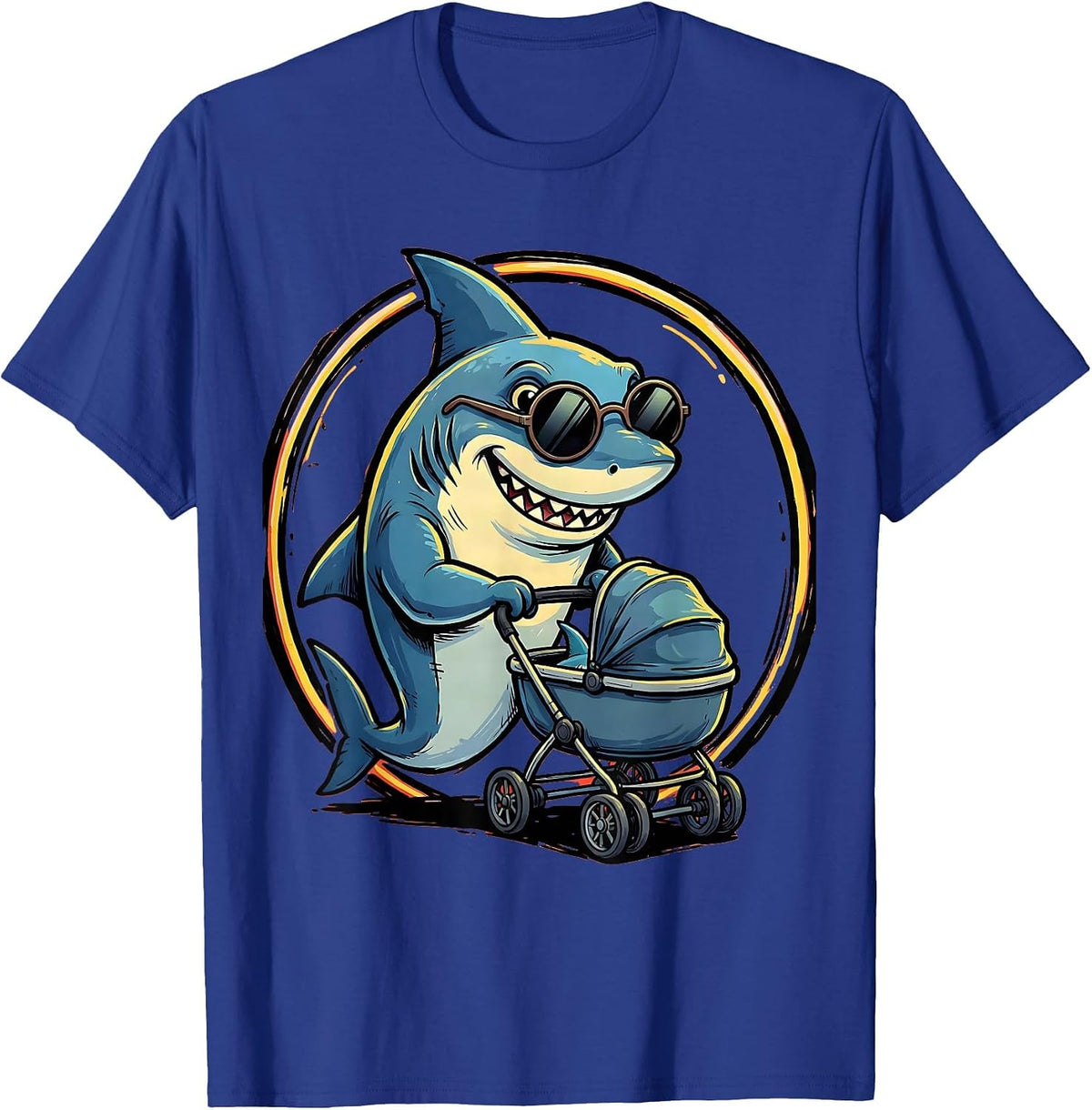 Mommy Shark Cool Shades Baby Stroller Graphic T-Shirt - Royal Blue