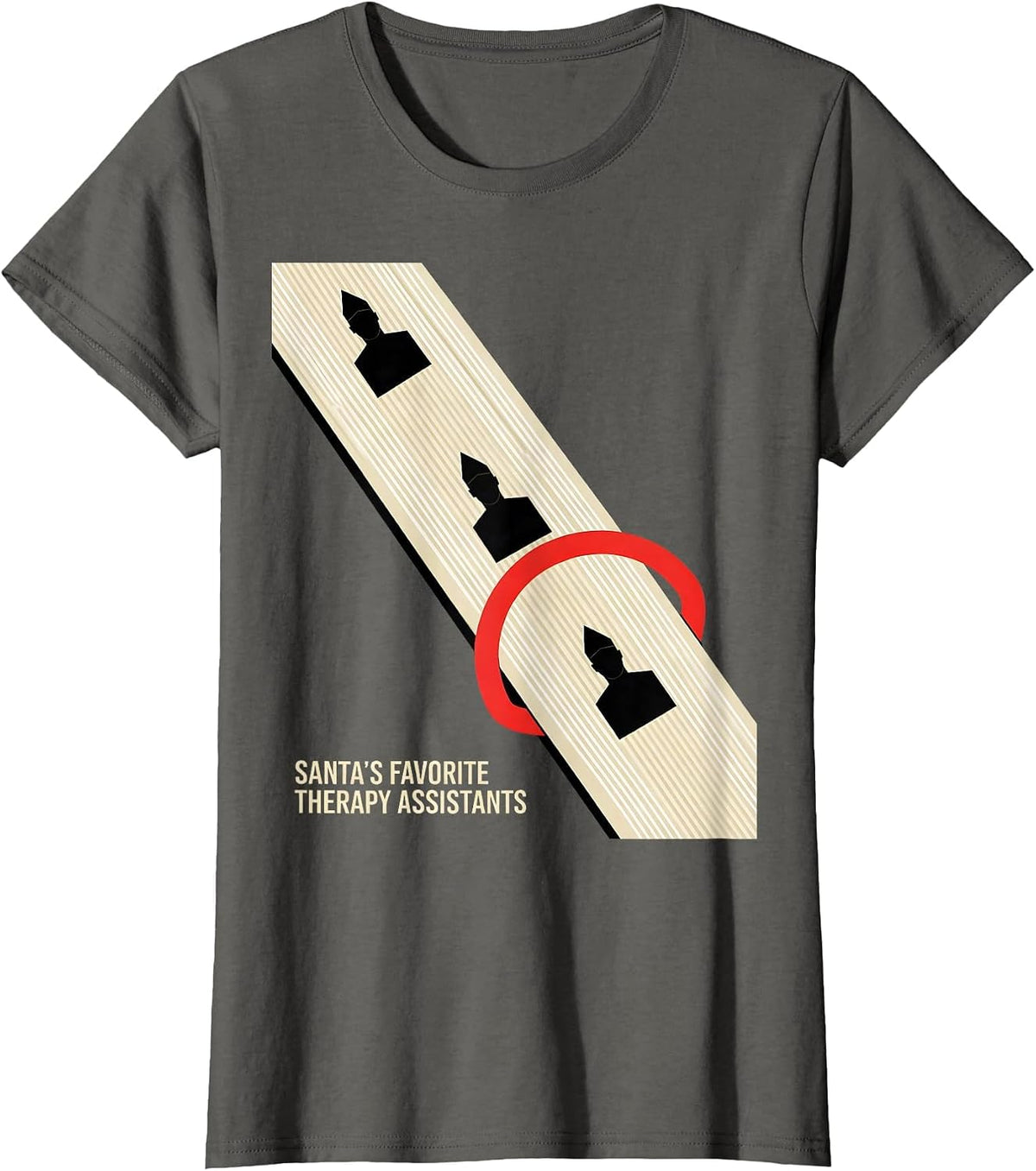 Women's Santa's Favorite Therapy Assistants Funny Physical Therapy T-Shirt - Asphalt Grey
