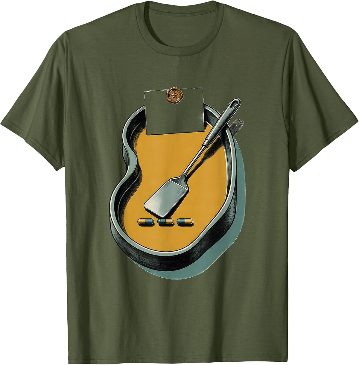 Men's Midcentury Counting Tray Pharmacy Tech Cute Humor T-Shirt - Olive Green