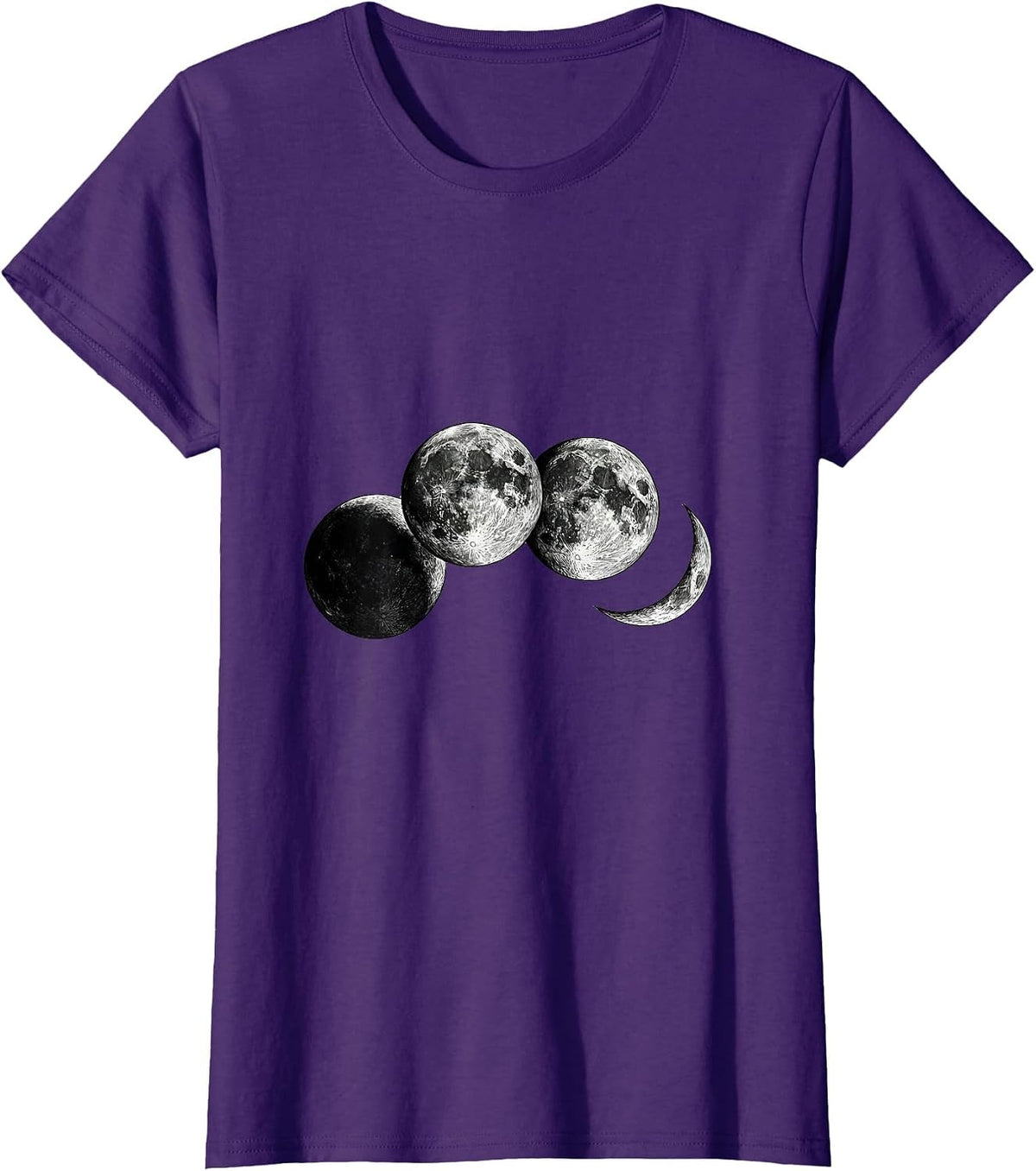 Women's Moon Phases Monochromatic Stoic Philosophy Enthusiast T-Shirt - Purple
