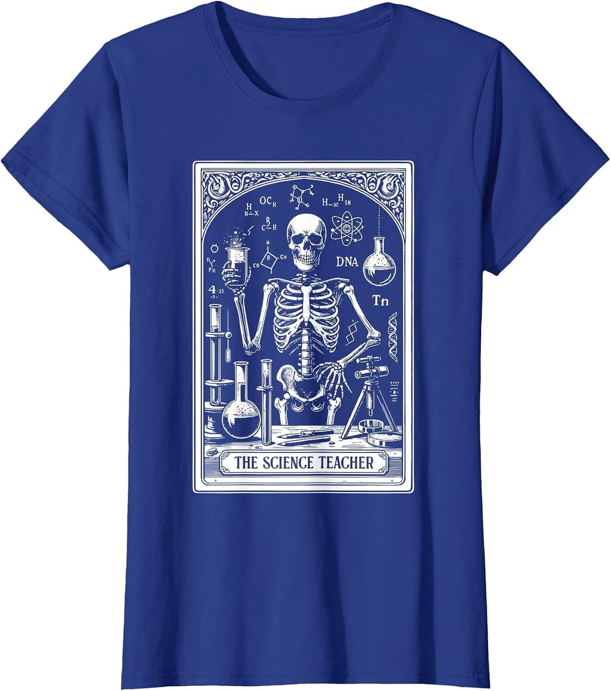 Science Teacher Skeleton Tarot Card Teacher Appreciation T-Shirt - Royal Blue