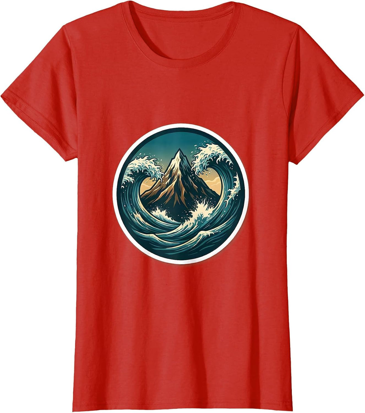 Women's It Is What It Is Mountain and Ocean Waves T-Shirt - Red