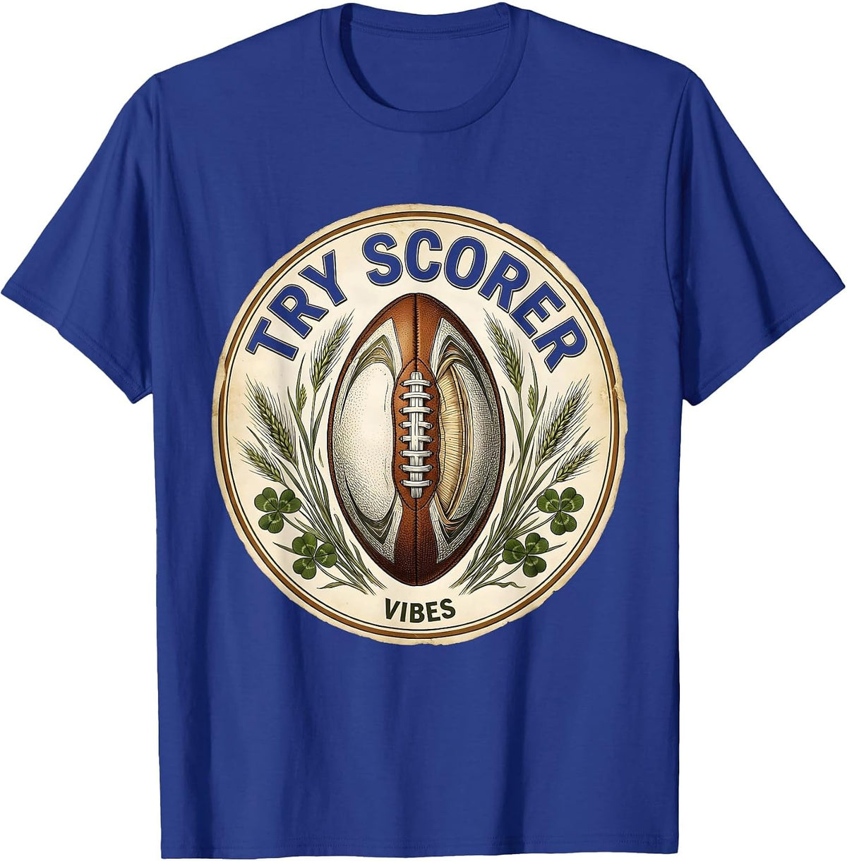 Try Scorer Vibes Rugby Graphic Design T-Shirt - Royal Blue