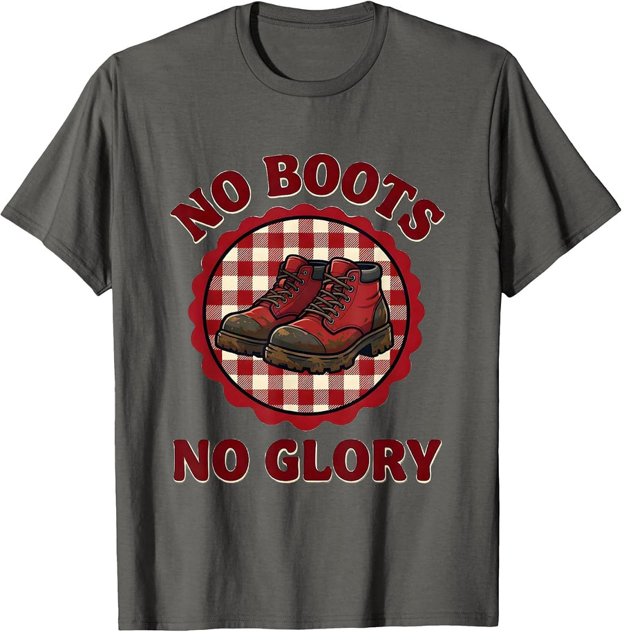No Boots No Glory Rugby Graphic Design T-Shirt - Asphalt Grey