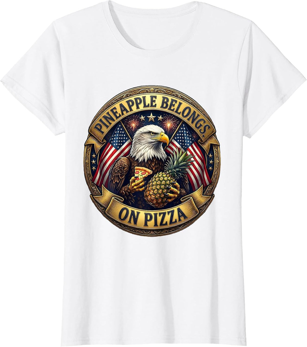 Pineapple Belongs On Pizza Funny Hawaiian Design T-Shirt - White