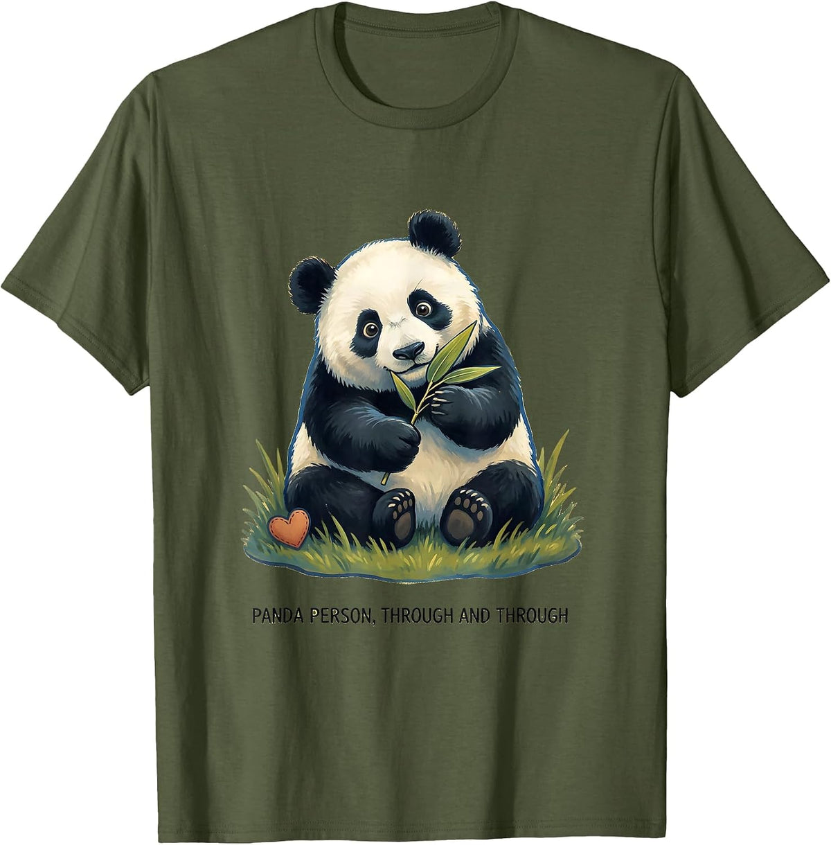 Men's Panda Person, Through and Through Cute Kawaii Animal Lover T-Shirt - Olive Green
