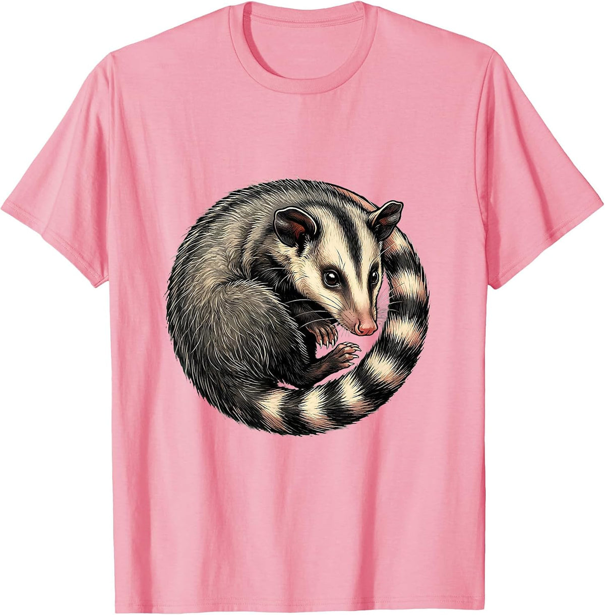 Men's Opossum Curled in Its Own Ringed Tail T-Shirt - Pink