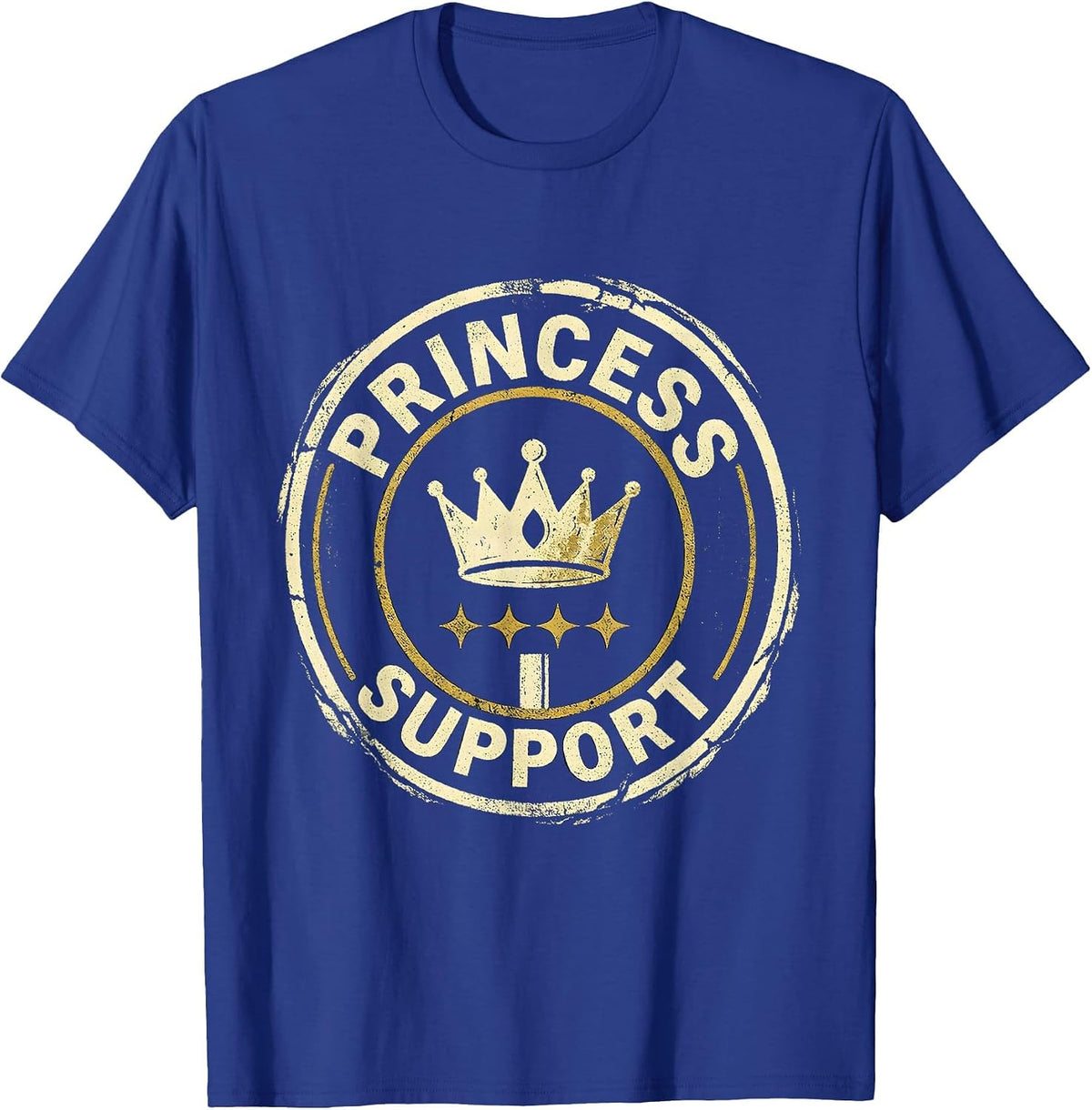 Men's Princess Support Distressed Rubber Stamp Family Matching T-Shirt - Royal Blue