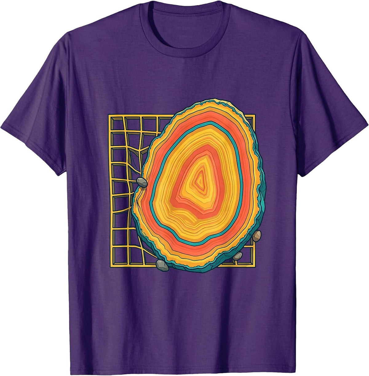 Men's Geode Specimen Grid Rock Collector Geology Humor T-Shirt - Purple