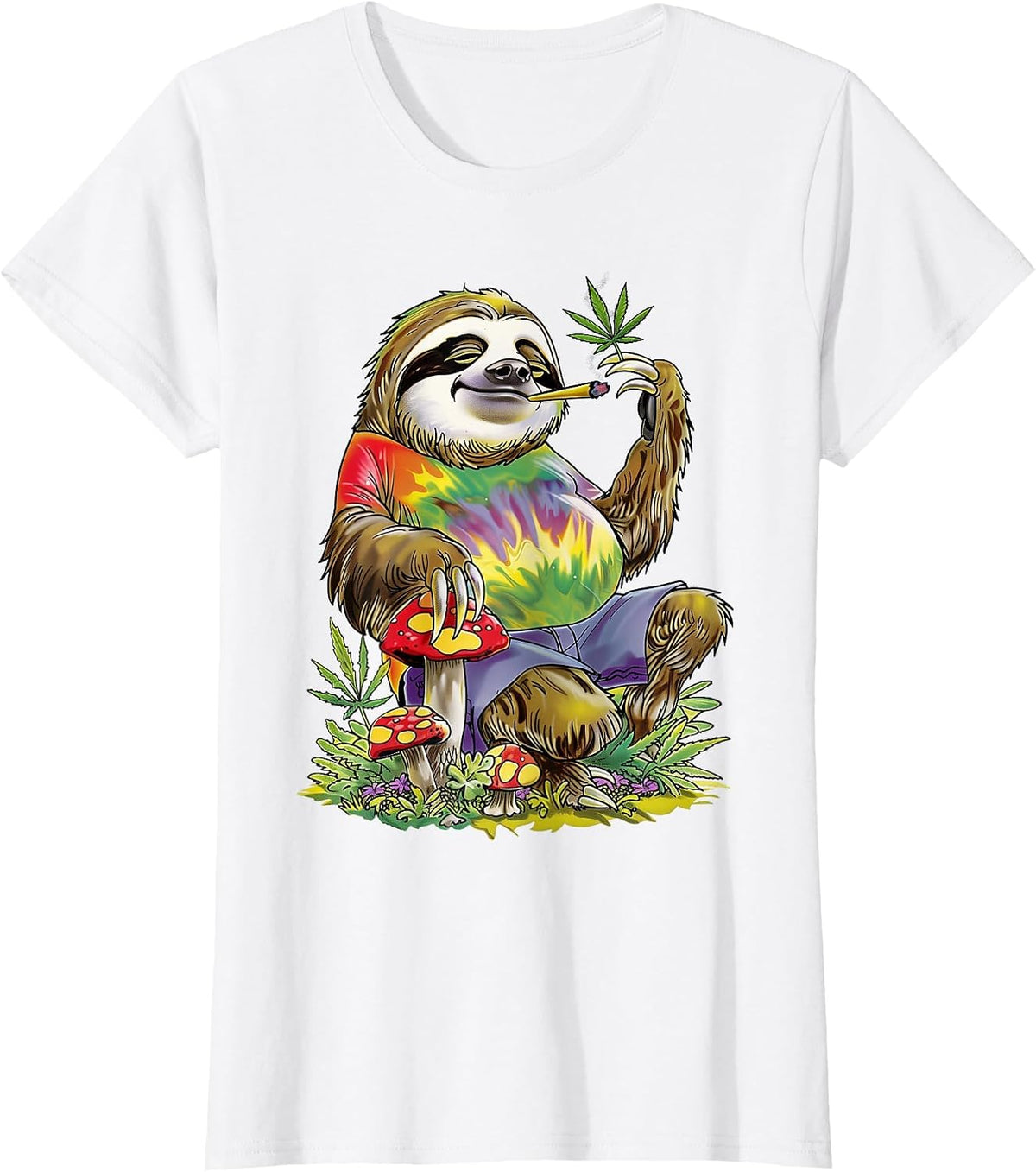 Sloth Smoking Weed Pot Marijuana Cannabis 420 T-Shirt - White