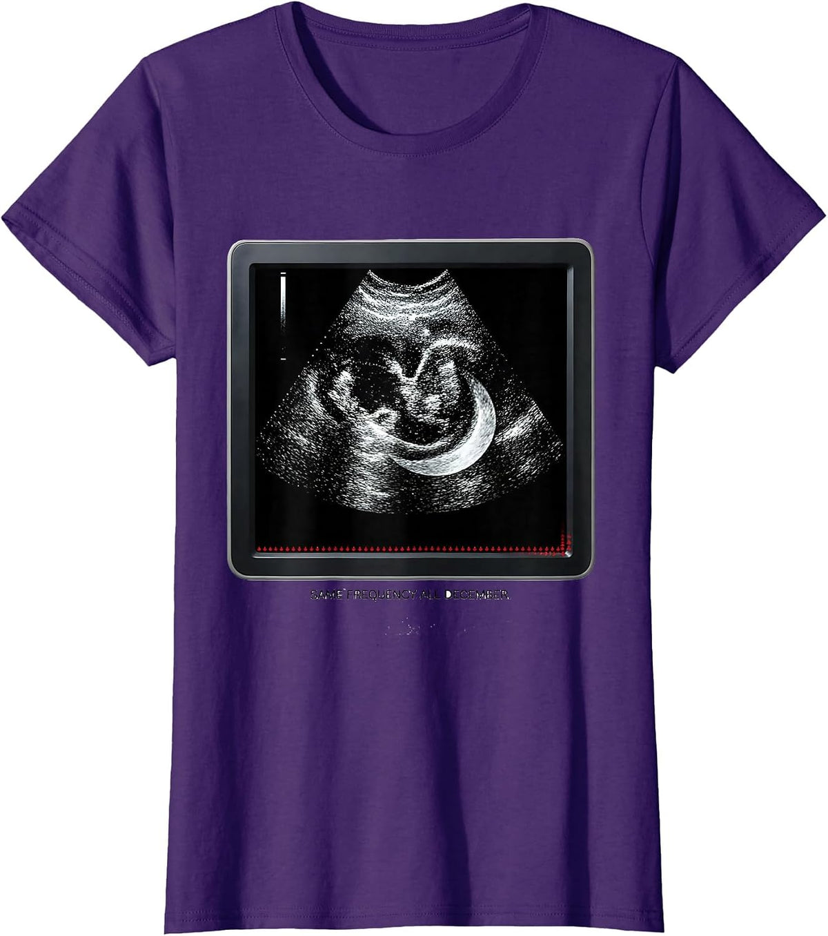 Women's Same Frequency All December Funny Sonographer Ultrasound T-Shirt - Purple