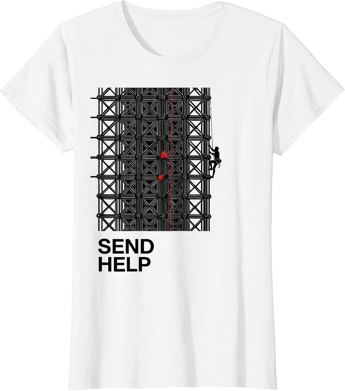 Climbing Wall Lattice Funny Rock Climber Bouldering Humor T-Shirt - White