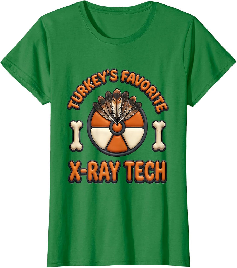 Women's Turkey's Favorite X-Ray Tech Funny Radiology Tech Gift T-Shirt - Kelly Green