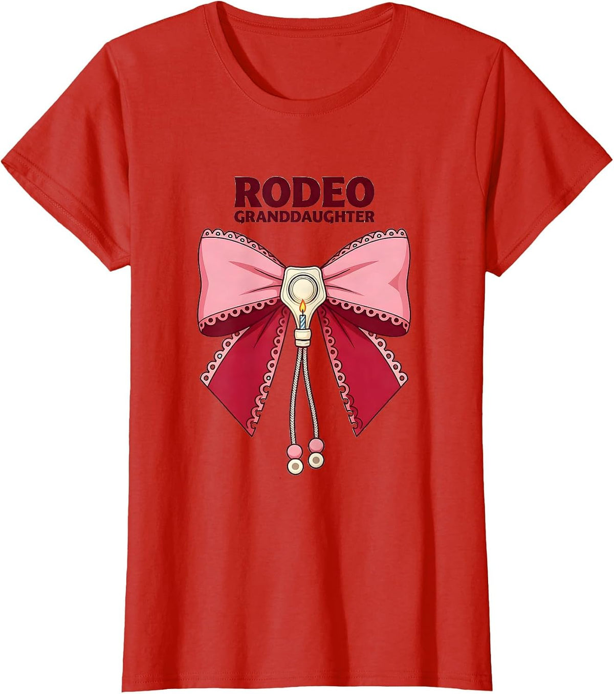 Rodeo Granddaughter Pink Boots Coquette CowGirl Birthday T-Shirt - Red