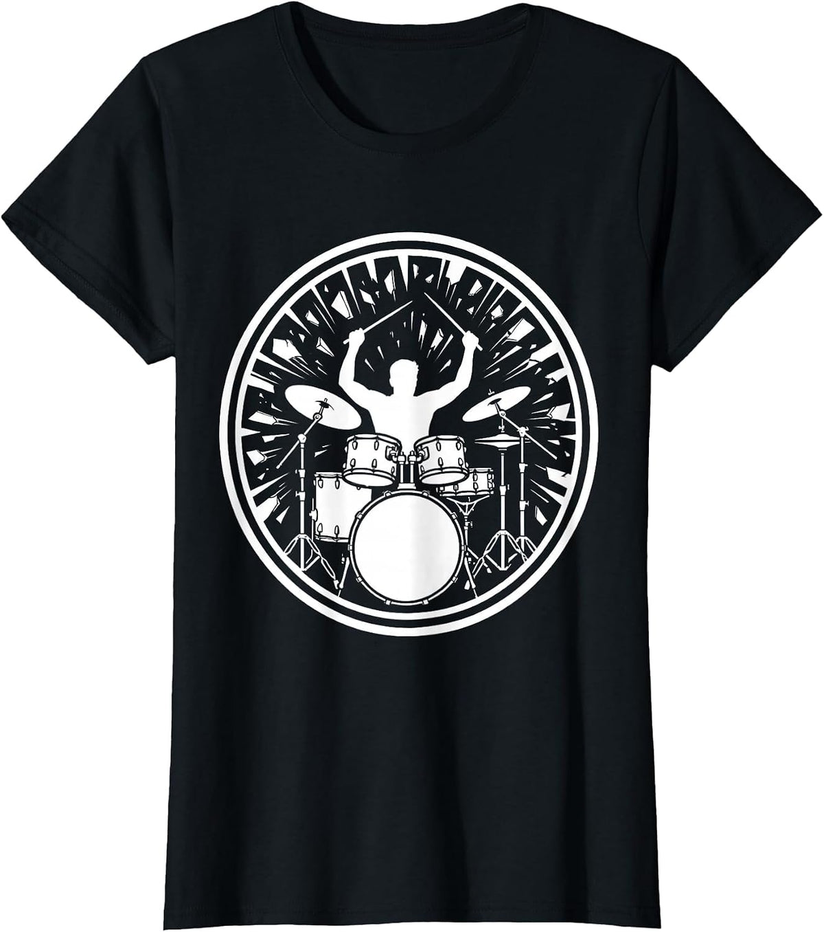 Exploding Drum Kit Band Graphic Tee T-Shirt - Black