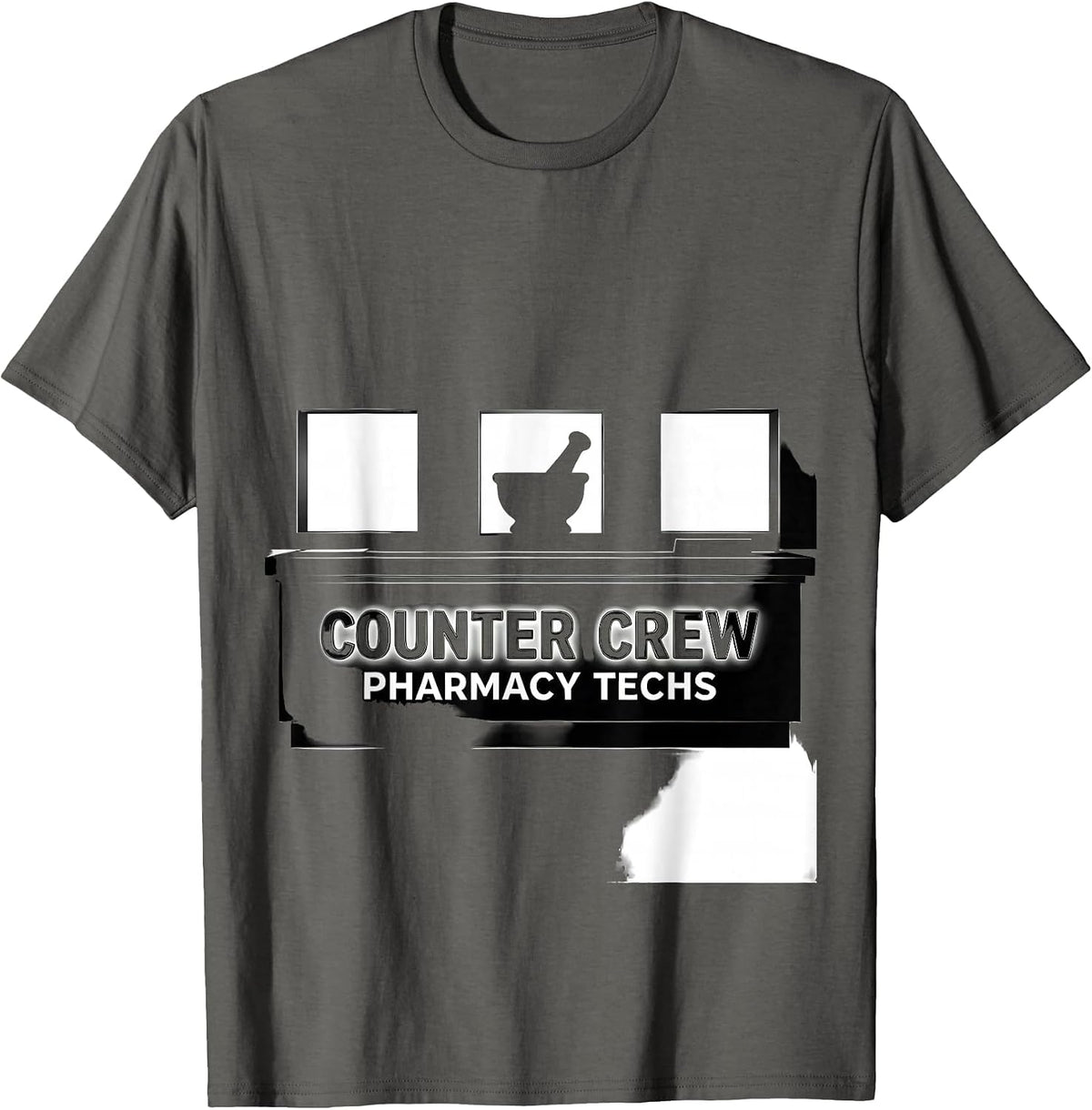 Counter Crew Pharmacy Techs Funny Pharmacy Technician Crew T-Shirt - Asphalt Grey
