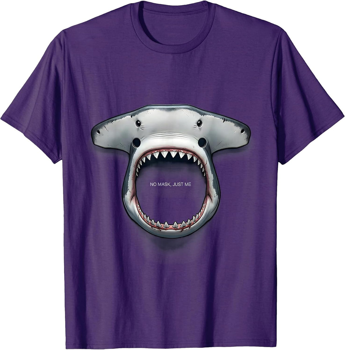 Men's No Mask Just Me Funny Shark Lover Wildlife Costume T-Shirt - Purple