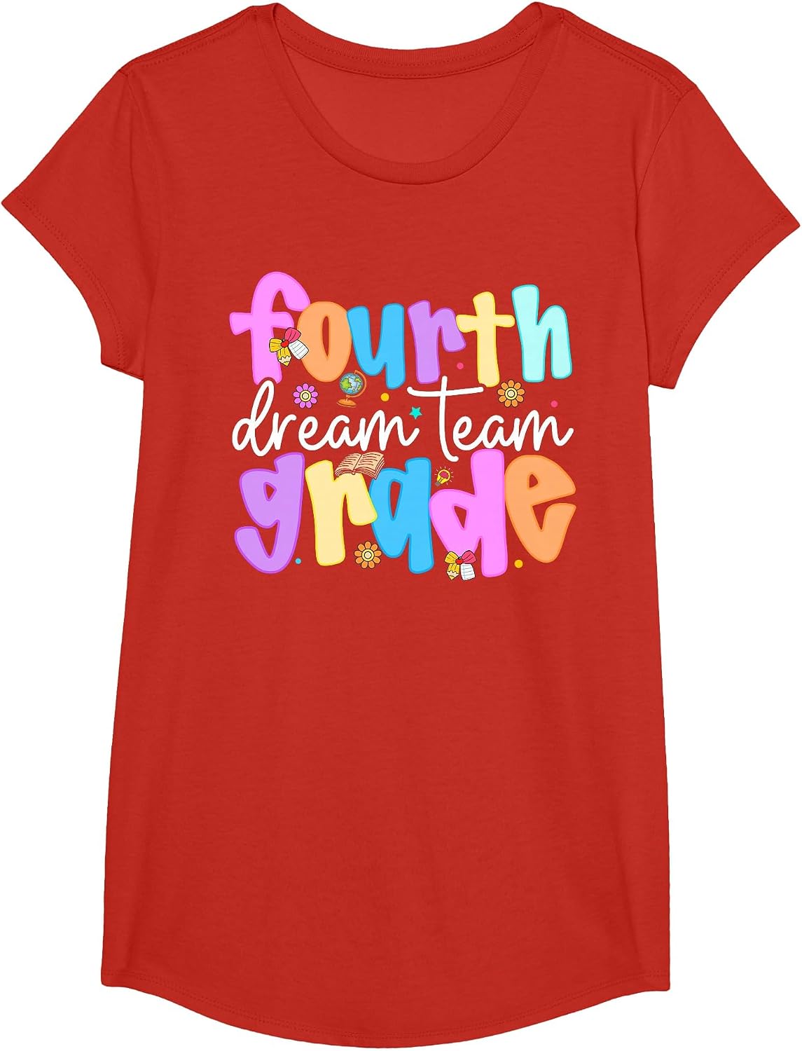 4th Grade Dream Team Back to School Teacher Student Kids T-Shirt - Girls Red