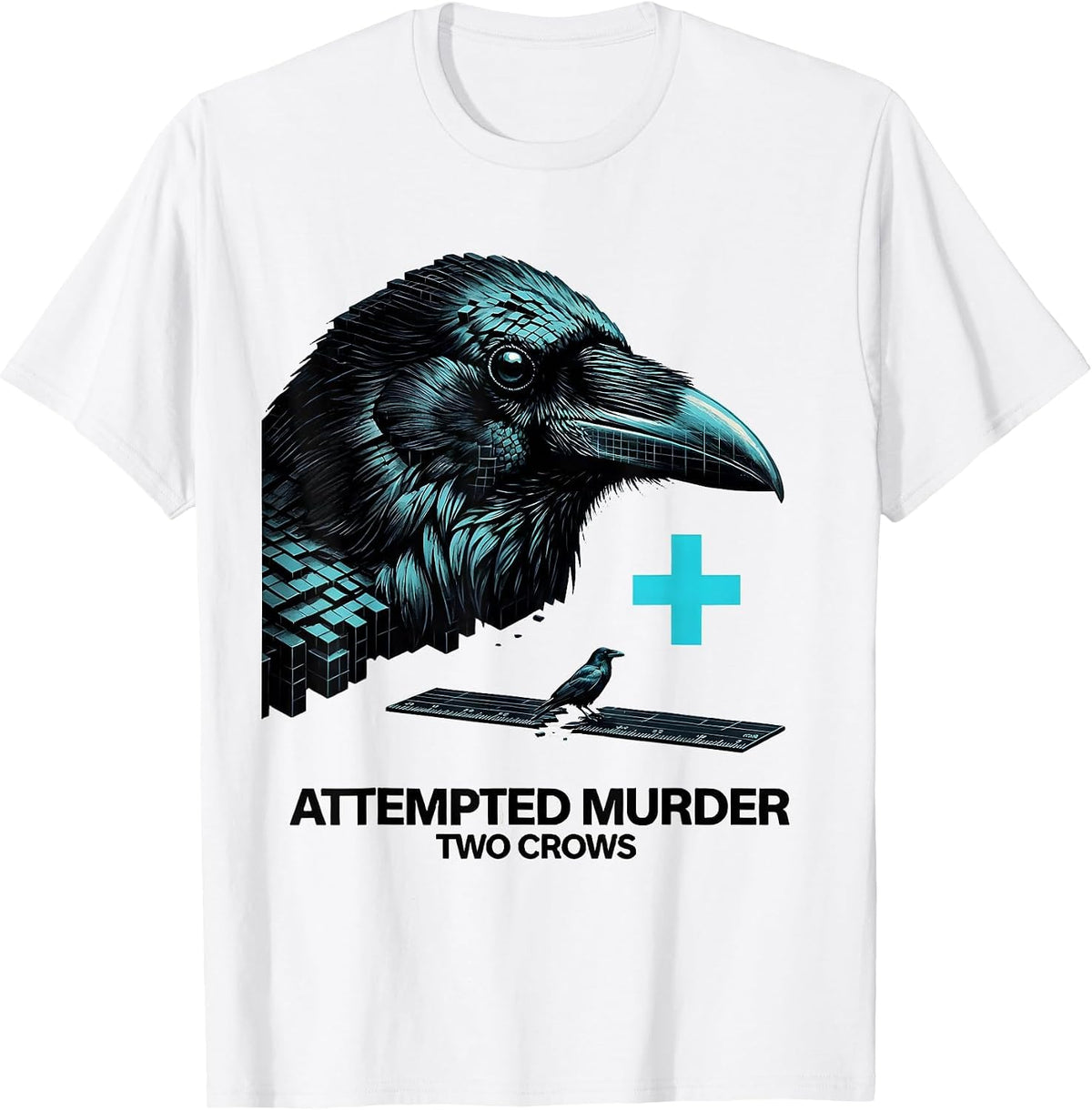 Men's Attempted Murder Two Crows Dark Humor Crow Lover Gift T-Shirt - White