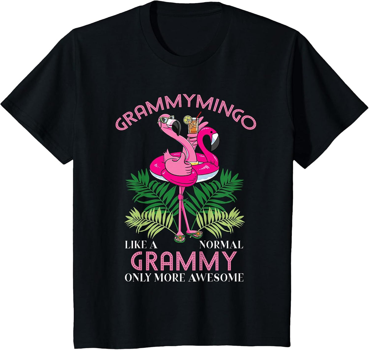 Grammymingo Grammy Flamingo Lover Grandma Grandmother Gramma T-Shirt - Black