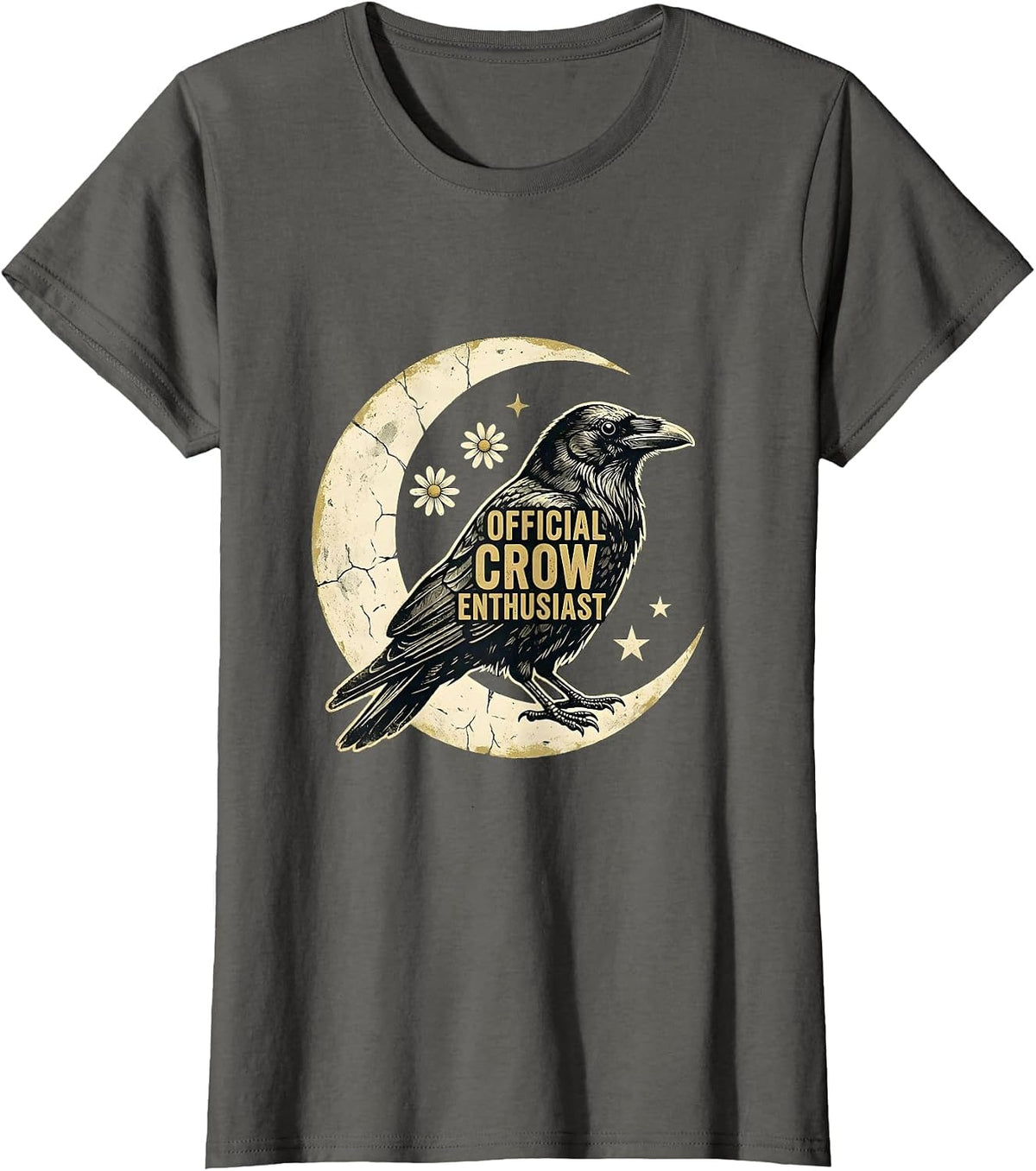 Women's Official Crow Enthusiast Bird Lover Design T-Shirt - Asphalt Grey