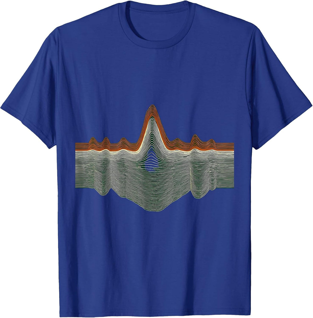 Pulse Band Topographic Contour Line Occupation Humor T-Shirt - Royal Blue