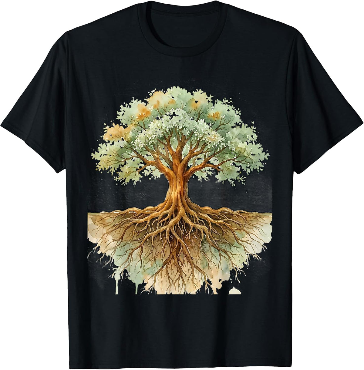 Men's Roots and Canopy Mirrored Tree Graphic T-Shirt - Black