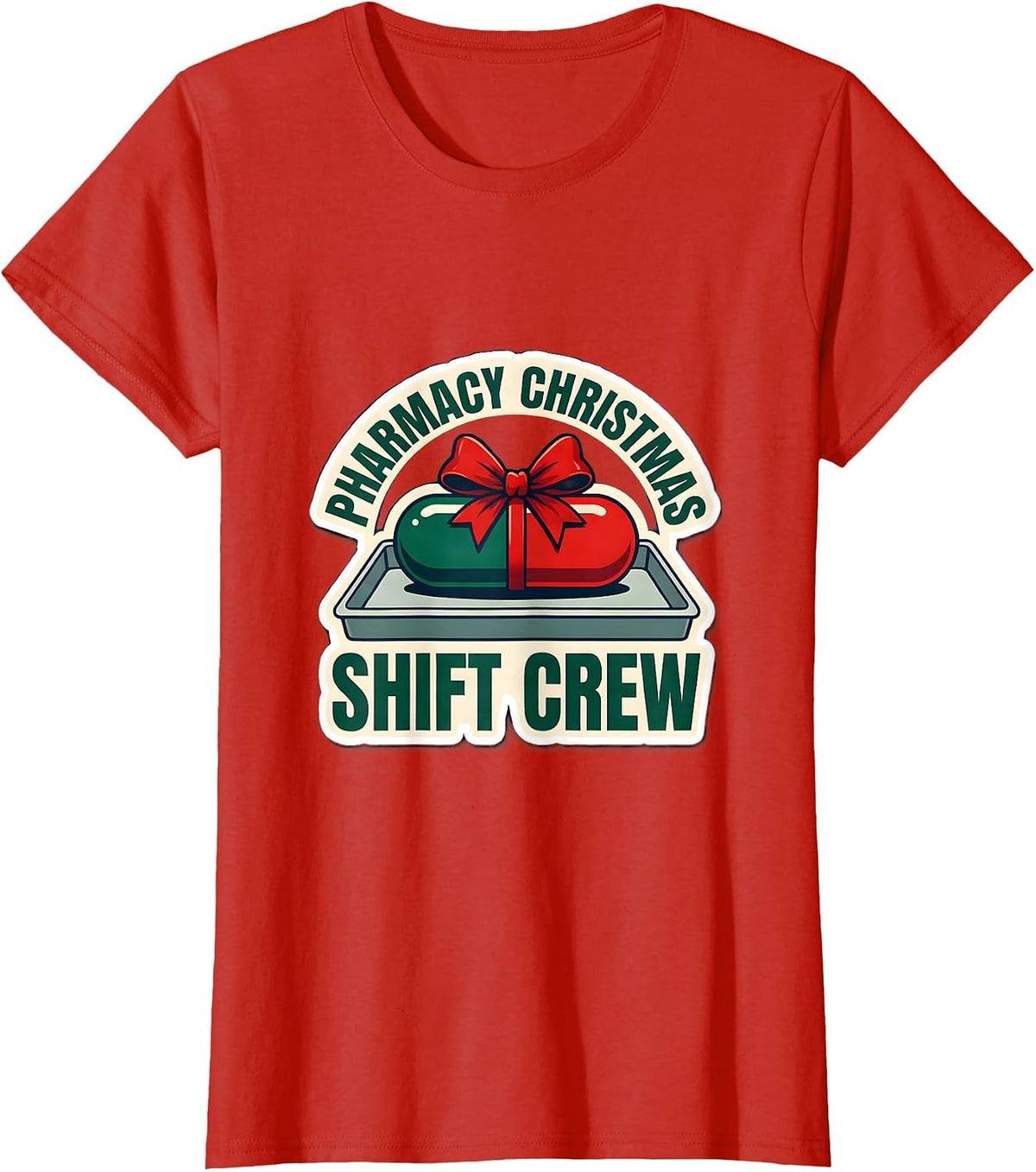 Pharmacy Christmas Shift Crew Funny Pharmacy Tech Squad T-Shirt - Red