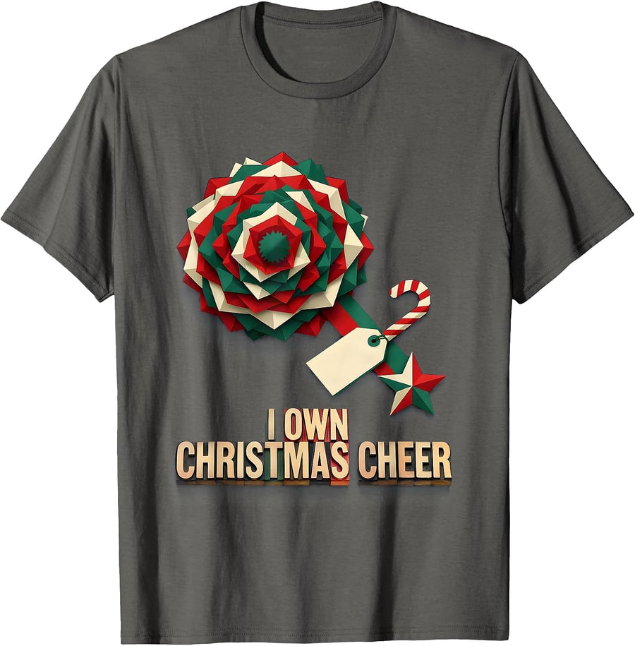 I Own Christmas Cheer Playful Holiday Humor Cheerleader T-Shirt - Asphalt Grey
