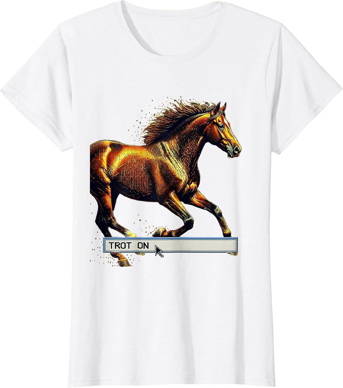 Trot On Horse Lover Equestrian Design T-Shirt - White