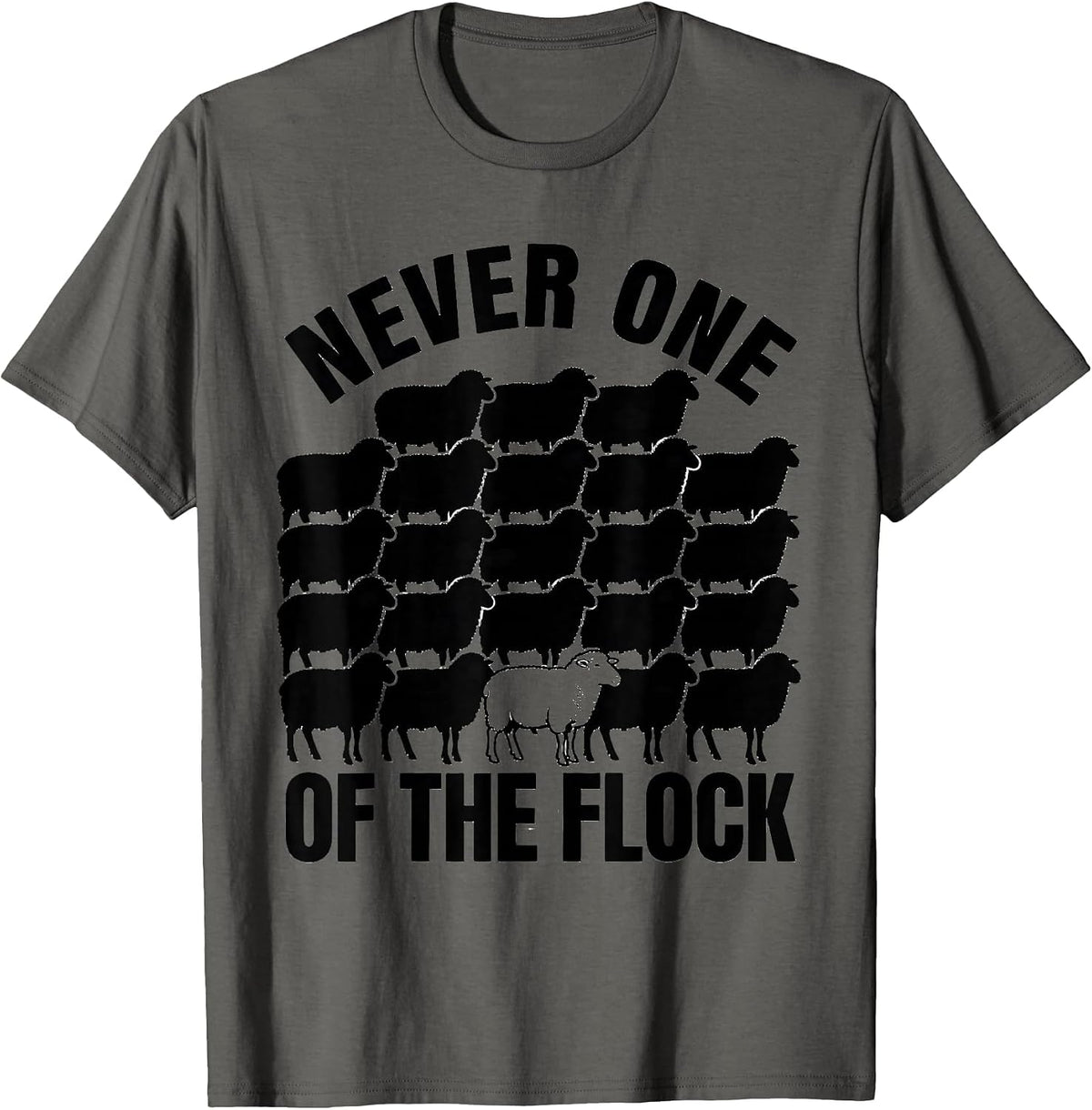 Men's Never One Of The Flock Funny Goat Farmer Humor Novelty T-Shirt - Asphalt Grey