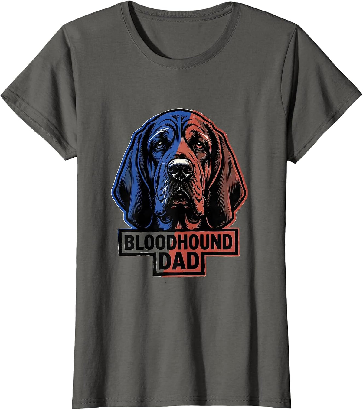 Women's Bloodhound Dad Patriotic Dog Breed Dad Pride 4th Of July T-Shirt - Asphalt Grey