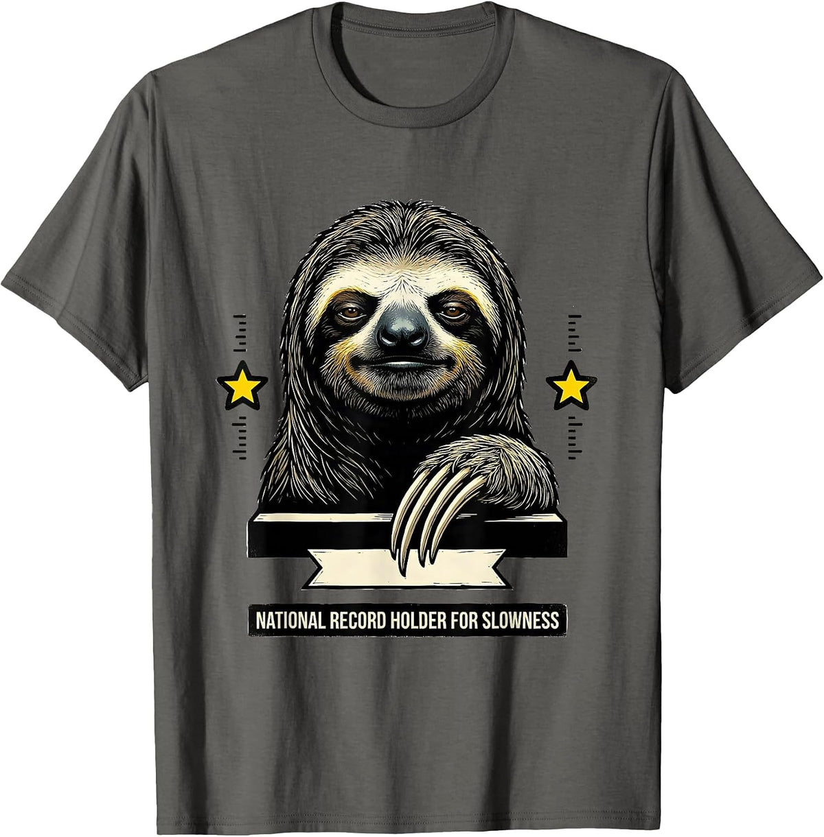 National Record Holder For Slowness Funny Sloth Lover Gift T-Shirt - Asphalt Grey