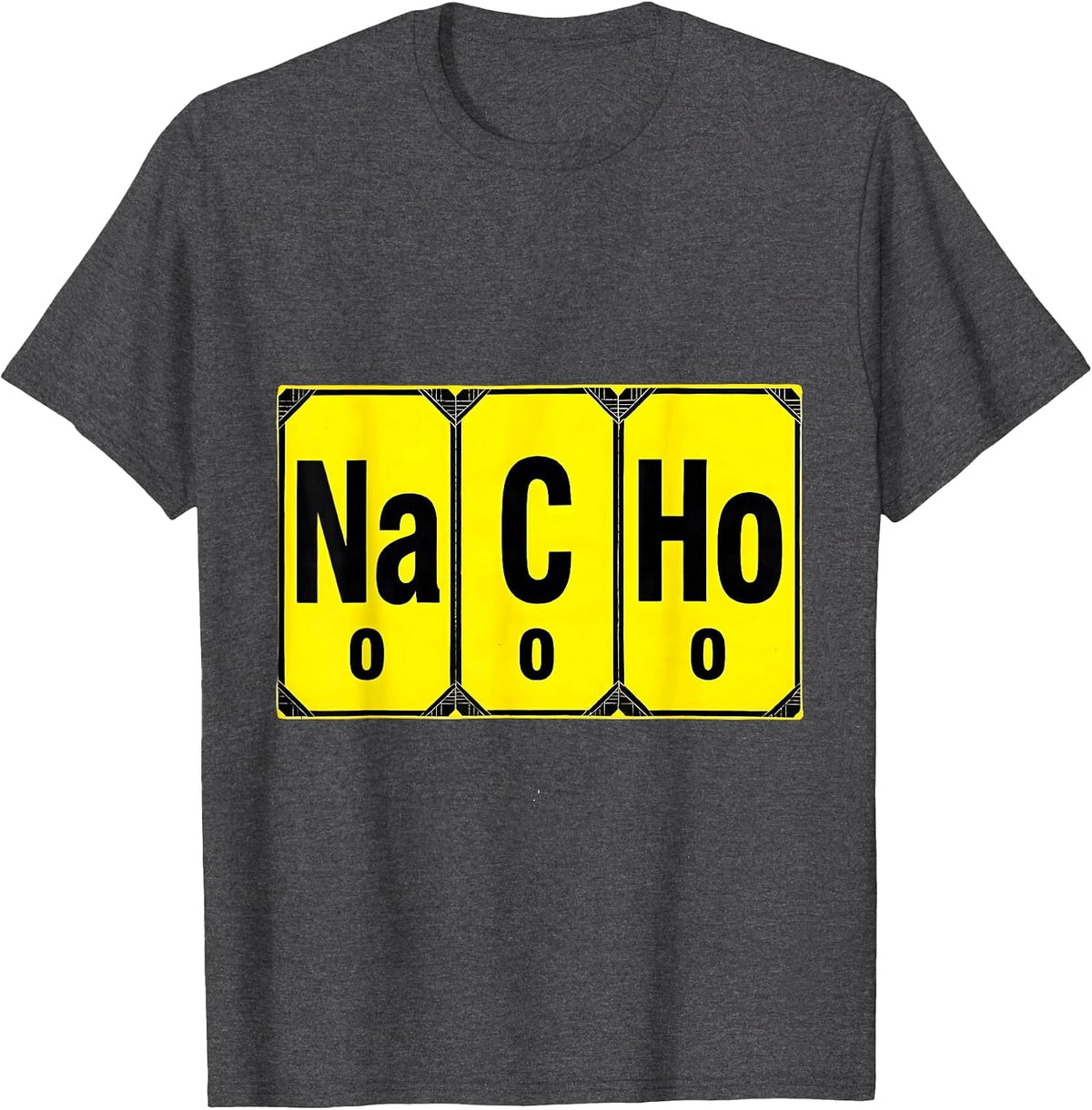 NaCHo Stencil Science Nerd Pun Chemistry Teacher Gift T-Shirt - Dark Heather Grey
