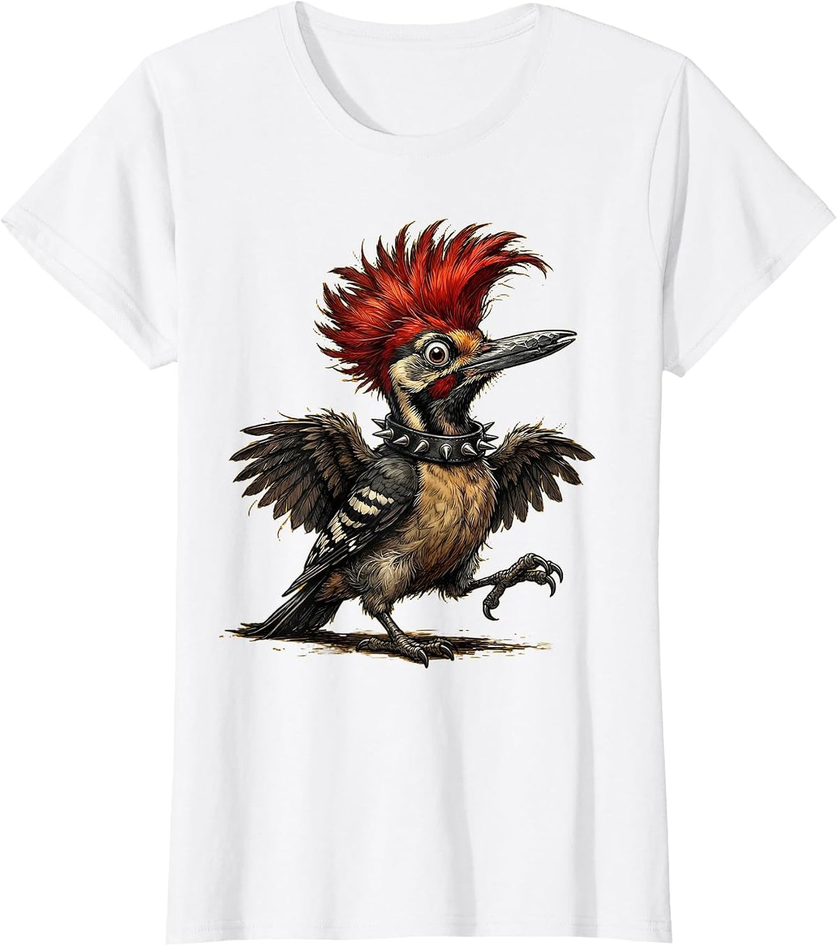 Little Pecker Club Punk Woodpecker Graphic T-Shirt - White