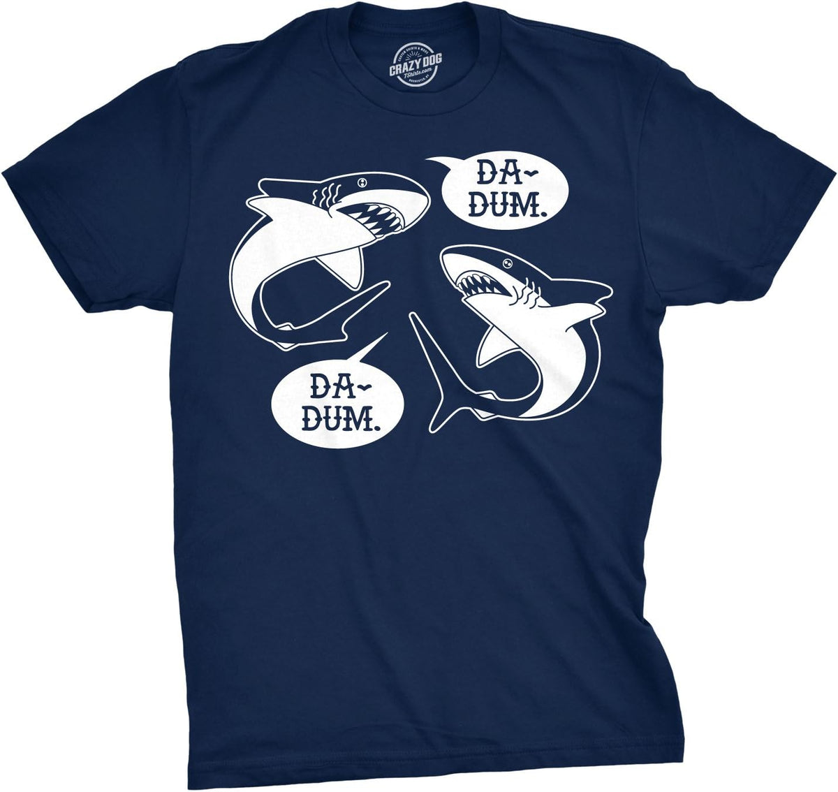Mens Da-Dum Da-Dum Shark T Shirt Funny Summer Vacation Tee For Guys - Heather Navy