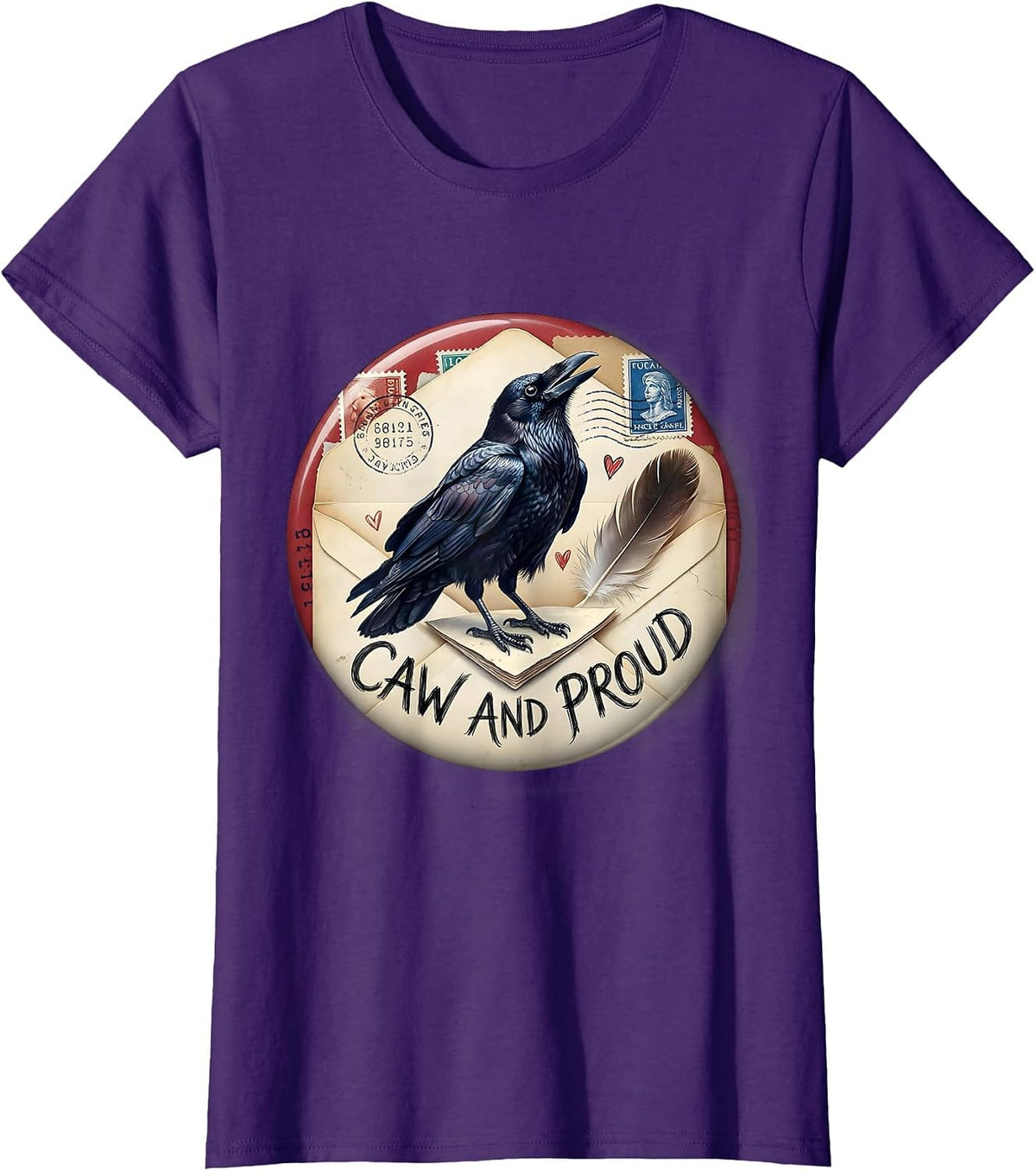 Women's Caw And Proud Crow Lover Graphic Design T-Shirt - Purple