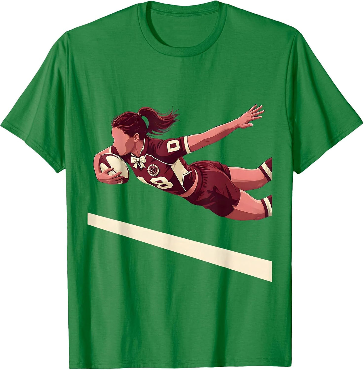 Men's Rugby Try Line Dive Graphic Tee T-Shirt - Kelly Green